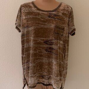 Well Worn Semi-Sheer Distressed Camouflage T-Shirt